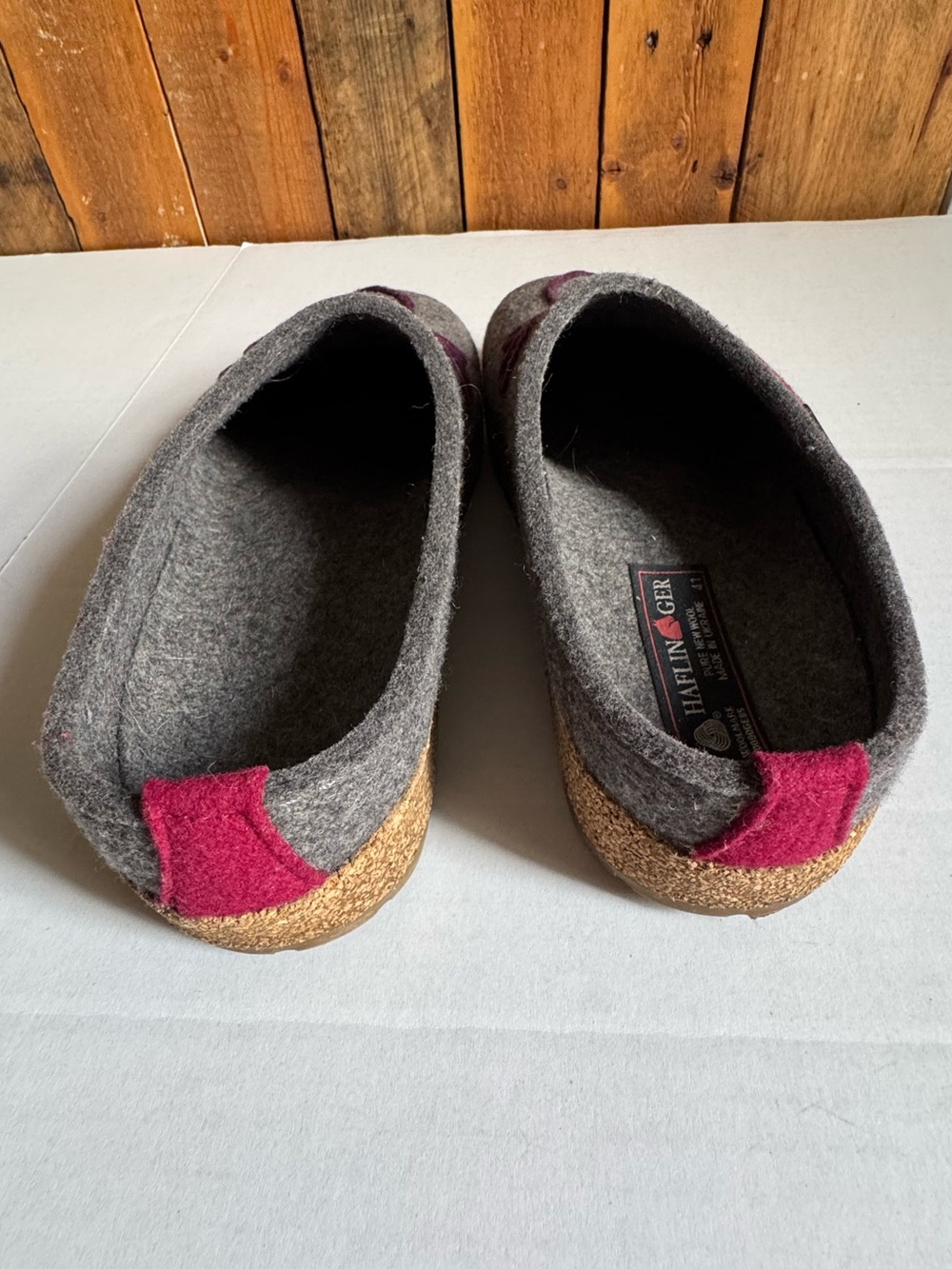 Haflinger Wool Clogs with Pink Purple Circles - Picture 12 of 15
